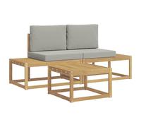 vidaXL Set di divani da esterno 3 pcs Bianco e Grigio Chiaro, Divano da Giardino, Set Moderno per Esterni, Arredo Patio per Vivere Comodi in Terrazza