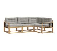 vidaXL Set di divani da esterno 3 pcs Bianco e Grigio Chiaro, Mobili da esterno adattabili, set di divani moderni per il patio, sezione modulare comoda, relax in giardino