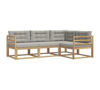 vidaXL Set di divani da esterno 3 pcs Bianco e Grigio Chiaro, Mobili da esterno flessibili, set moderno per patio, divano comodo per il giardino, seduta resistente agli agenti atmosferici