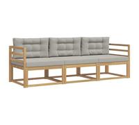 vidaXL Set di divani da esterno 3 pcs Bianco e Grigio Chiaro, Set di divani per esterni in legno di acacia, lounge giardino moderno, sezione patio flessibile, mobili resistenti alle intemperie