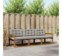 vidaXL Set di divani da esterno 3 pcs Grigio Naturale e Chiaro