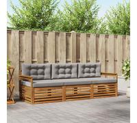 vidaXL Set di divani da esterno 3 pcs Grigio Naturale e Chiaro, Divano Sezionale Moderno da Giardino, Mobili Resistenti per Patio, Lounge per Esterni, Set per Vivere