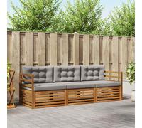 vidaXL Set di divani da esterno 3 pcs Grigio Naturale e Chiaro, Divano Sezionale Moderno da Giardino, Mobili Resistenti per Patio, Lounge per Esterni, Set per Vivere