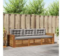 vidaXL Set di divani da esterno 3 pcs Grigio Naturale e Chiaro, Divano Sezionale Moderno da Giardino, Mobili Resistenti per Patio, Lounge per Esterni, Set per Vivere