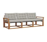 vidaXL Set di divani da esterno 3 pcs Grigio Naturale e Chiaro, Divano da esterno moderno, mobili da giardino resistenti, set relax per patio, posti sul terrazzo