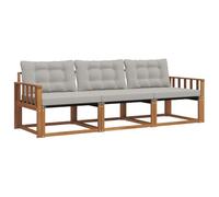 vidaXL Set di divani da esterno 3 pcs Grigio Naturale e Chiaro, Divano da esterno moderno, mobili da giardino resistenti, set relax per patio, posti sul terrazzo