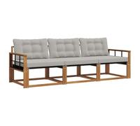 vidaXL Set di divani da esterno 3 pcs Grigio Naturale e Chiaro, Divano da esterno moderno, mobili da giardino resistenti, set relax per patio, posti sul terrazzo