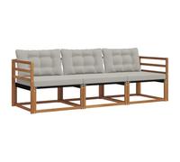 vidaXL Set di divani da esterno 3 pcs Grigio Naturale e Chiaro, Divano da esterno moderno, mobili da giardino resistenti, set relax per patio, posti sul terrazzo