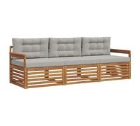 vidaXL Set di divani da esterno 3 pcs Grigio Naturale e Chiaro, Divano Sezionale Moderno da Giardino, Mobili Resistenti per Patio, Lounge per Esterni, Set per Vivere