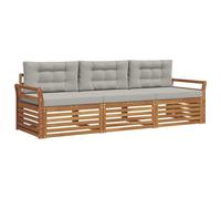 vidaXL Set di divani da esterno 3 pcs Grigio Naturale e Chiaro, Divano Sezionale Moderno da Giardino, Mobili Resistenti per Patio, Lounge per Esterni, Set per Vivere