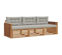 vidaXL Set di divani da esterno 3 pcs Grigio Naturale e Chiaro, Divano Sezionale Moderno da Giardino, Mobili Resistenti per Patio, Lounge per Esterni, Set per Vivere