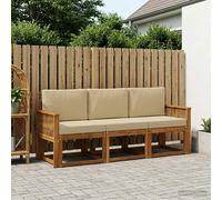 vidaXL Set di divani da esterno 3 pcs Naturale e Beige Poliestere, Divano da esterno, lounge moderna per giardino, set sezionale per relax in patio, collezione stilosa