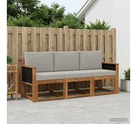 vidaXL Set di divani da esterno 3 pcs Naturale e Grigio Chiaro