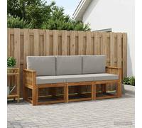 vidaXL Set di divani da esterno 3 pcs Naturale e Grigio Chiaro, Divano da esterno, lounge moderna per giardino, set sezionale per relax in patio, collezione stilosa