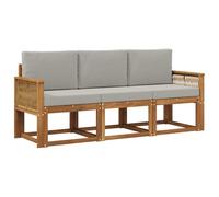 vidaXL Set di divani da esterno 3 pcs Naturale e Grigio Chiaro, Divano da esterno, lounge moderna per giardino, set sezionale per relax in patio, collezione stilosa