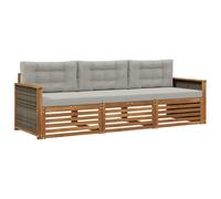 vidaXL Set di divani da esterno 3 pcs Naturale e Grigio Chiaro, Divano Sezionale Moderno da Giardino, Mobili Resistenti per Patio, Lounge per Esterni, Set per Vivere