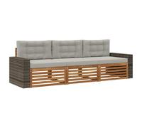 vidaXL Set di divani da esterno 3 pcs Naturale e Grigio Chiaro, Divano Sezionale Moderno da Giardino, Mobili Resistenti per Patio, Lounge per Esterni, Set per Vivere