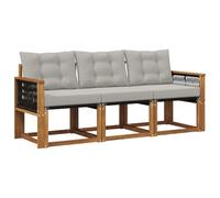 vidaXL Set di divani da esterno 3 pcs Naturale e Grigio Chiaro, Mobili da giardino, divano resistente per esterni, set lounge moderno, comfort in terrazza