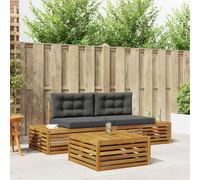 vidaXL Set di divani da esterno 3 Pezzo Naturale e Antracite, Divano da Giardino, Set Sezionale Stylish, Mobili da Patio Resistenti, Spazio Relax all'Aperto