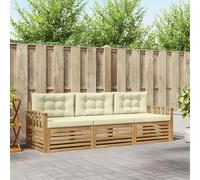 vidaXL Set di divani da esterno 3 pcs Bianco e Crema Poliestere, Divano Sezionale Moderno per Esterni, Comfort in Giardino, Arredamento per Terrazza e Patio