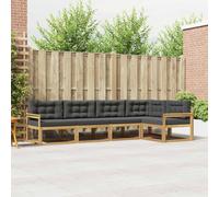 vidaXL Set di divani da esterno 4 pcs Bianco e Antracite Poliestere, Set di mobili da esterno moderno, divano angolare versatile, resistente alle intemperie, per giardino e piscina, acacia marrone