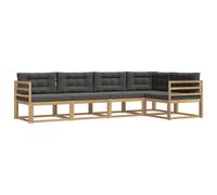 vidaXL Set di divani da esterno 4 pcs Bianco e Antracite Poliestere, Set di mobili da esterno moderno, resistente alle intemperie, divano lounge comodo, versatile per il patio