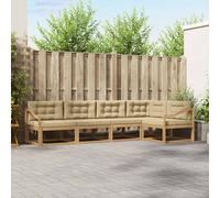 vidaXL Set di divani da esterno 4 pcs Bianco e Beige Poliestere, Set di mobili da esterno moderno, resistente alle intemperie, divano lounge comodo, versatile per il patio