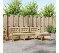 vidaXL Set di divani da esterno 4 pcs Bianco e Beige Poliestere