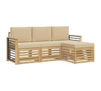vidaXL Set di divani da esterno 4 pcs Bianco e Beige Poliestere, Arredamento da giardino, divano moderno per terrazza, set lounge per un comfort all'aperto