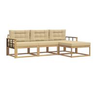 vidaXL Set di divani da esterno 4 pcs Bianco e Beige Poliestere, Set di divani moderni per esterni, mobili per giardino resistenti, comodi posti a sedere per il patio