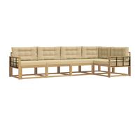 vidaXL Set di divani da esterno 4 pcs Bianco e Beige Poliestere, Set di mobili da esterno moderno, divano angolare versatile, resistente alle intemperie, per giardino e piscina, acacia marrone