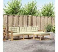 vidaXL Set di divani da esterno 4 pcs Bianco e Crema Poliestere