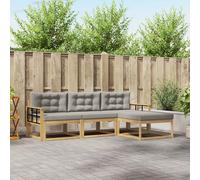 vidaXL Set di divani da esterno 4 pcs Bianco e Grigio Chiaro