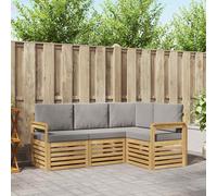 vidaXL Set di divani per esterni, 4 pezzi, bianco e grigio chiaro, set da salotto da giardino, divano moderno, mobili sezionali per terrazza, comfort sul patio