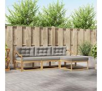 vidaXL Set di divani da esterno 4 pcs Bianco e Grigio Chiaro