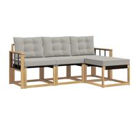 vidaXL Set di divani da esterno 4 pcs Bianco e Grigio Chiaro, Divano da Giardino, Set Moderno per Esterni, Lounge Resistente, Comodo Posto per il Terreno