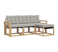 vidaXL Set di divani da esterno 4 pcs Bianco e Grigio Chiaro, Divano da Giardino, Set Moderno per Esterni, Lounge Resistente, Comodo Posto per il Terreno
