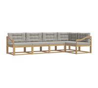 vidaXL Set di divani da esterno 4 pcs Bianco e Grigio Chiaro, Set di mobili da esterno moderno, divano angolare versatile, resistente alle intemperie, per giardino e piscina, acacia marrone