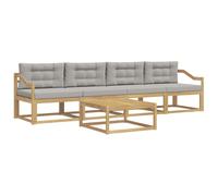 vidaXL Set di divani da esterno 4 pcs Bianco e Grigio Chiaro, Set Divano da Esterno, Mobili Moderni per Patio, Lounge Sezionale, Sedute Modulari Resistenti per Comfort in Giardino