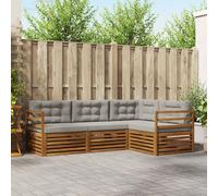 vidaXL Set di divani da esterno 4 pcs Grigio Naturale e Chiaro, Divano Sezionale Moderno per Giardino, Mobili Resistente per Patio, Comodo Posto per Rilassarsi all'Aperto
