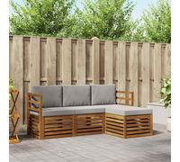 vidaXL Set di divani da esterno 4 pcs Grigio Naturale e Chiaro, Divano Giardino Moderno, Set Sezionale Resistente per Esterni, Lounge Patio Elegante, Mobili per Comodità
