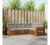 vidaXL Set di divani da esterno 4 pcs Grigio Naturale e Chiaro, Divano Sezionale Moderno per Giardino, Mobili Resistente per Patio, Comodo Posto per Rilassarsi all'Aperto