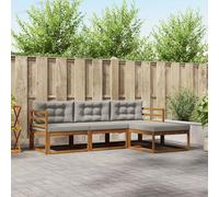 vidaXL Set di divani da esterno 4 pcs Grigio Naturale e Chiaro