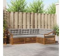 vidaXL Set di divani da esterno 4 pcs Grigio Naturale e Chiaro, Divano Sezionale Moderno per Giardino, Mobili Resistente per Patio, Comodo Posto per Rilassarsi all'Aperto