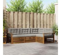 vidaXL Set di divani da esterno 4 pcs Grigio Naturale e Chiaro, Divano Sezionale Moderno per Giardino, Mobili Resistente per Patio, Comodo Posto per Rilassarsi all'Aperto