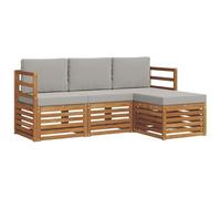 vidaXL Set di divani da esterno 4 pcs Grigio Naturale e Chiaro, Divano Giardino Moderno, Set Sezionale Resistente per Esterni, Lounge Patio Elegante, Mobili per Comodità