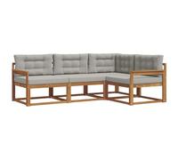 vidaXL Set di divani da esterno 4 pcs Grigio Naturale e Chiaro, Mobili da esterno adattabili, set di divani moderni per il patio, sezione modulare comoda, relax in giardino