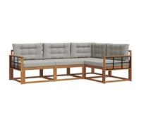 vidaXL Set di divani da esterno 4 pcs Grigio Naturale e Chiaro, Mobili da esterno adattabili, set di divani moderni per il patio, sezione modulare comoda, relax in giardino