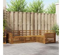 vidaXL Set di divani da esterno 4 pcs Naturale, Divano Sezionale Moderno per Giardino, Mobili Resistente per Patio, Comodo Posto per Rilassarsi all'Aperto