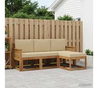 vidaXL Set di divani da esterno 4 pcs Naturale e Beige Poliestere, Divano da esterno, arredo moderno, relax in giardino e terrazza per il comfort del patio